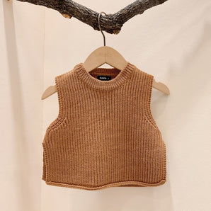 Knitted Vest Men And Women Baby Simple Western Trend Round Neck Sweater Vest Children'S Clothing