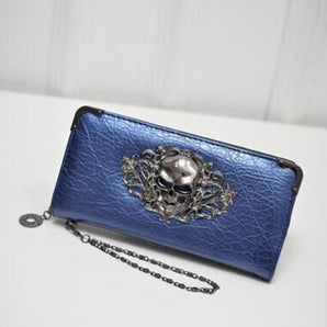 Wallet Female Clutch Coin Purse Women PU Leather Wallet Long Zipper Closed Wallets Skull Flower Design Lady Purses