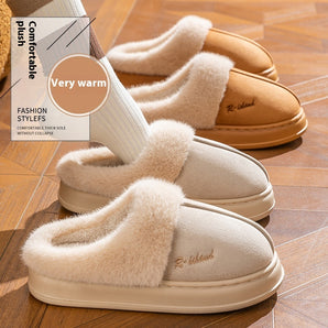 Cotton Slippers Female Plush Warm Slugged Bottom Non-slip Cotton Shoes