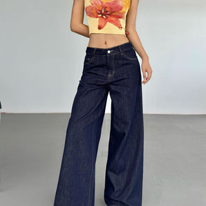 Fashion American Retro Wide Leg Jeans For Women