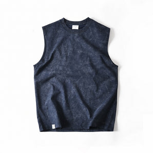 Washed Old Cotton Sleeveless T-shirt Men